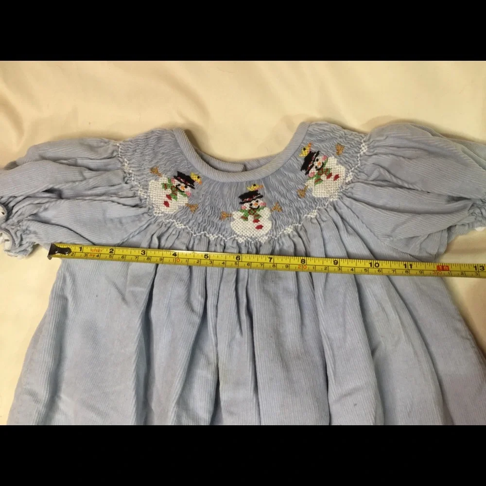Castle & Crowns Snowman Smocked Corduroy Dress